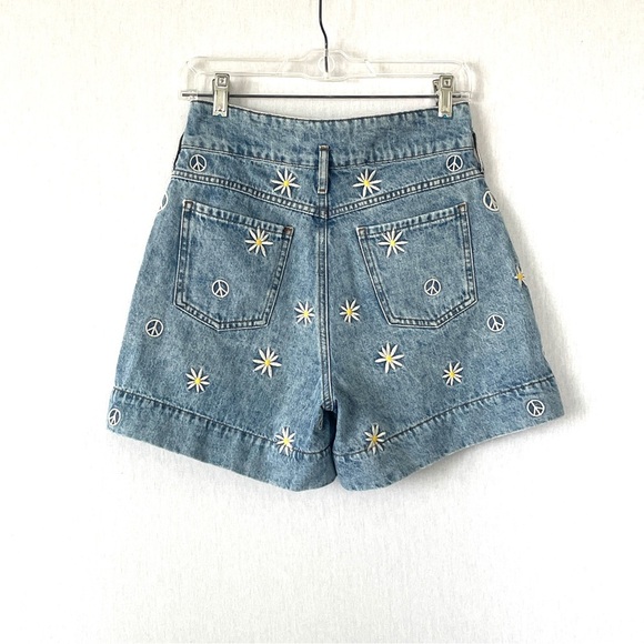 Sandro Younes Embroidered High Rise Organic Denim Shorts - Picture 4 of 10